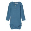 Geribbelde grijsblauwe body - nbmkabille body real teal noos